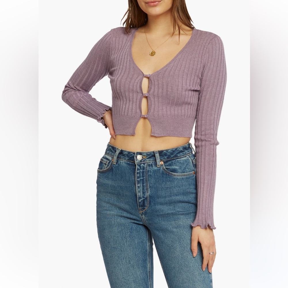 Button Front Crop Cardigan